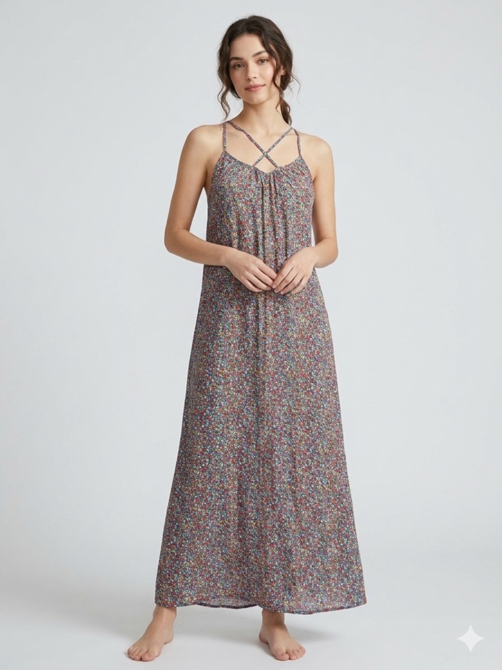 Old Navy Navy Floral Spaghetti-Strap maxi dress (003)
